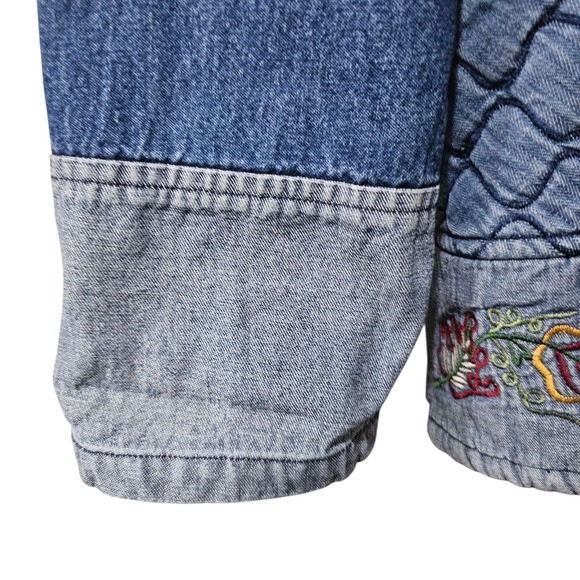 Vintage Keren Hart Patchwork Denim Jacket Women’s Large – Quilted Embroidered - Picture 2 of 5